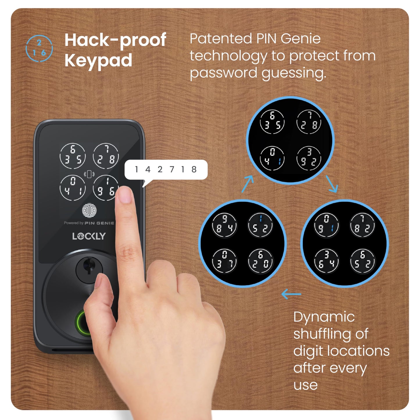Lockly Secure Pro Zeno Series Smart Door Lock,Fingerprint Keyless Entry Door Lock for Front Door with Apple Home Key,Built-in Wi-Fi,Auto Lock, App Remote Control,IP65 Waterproof,Easy Installation