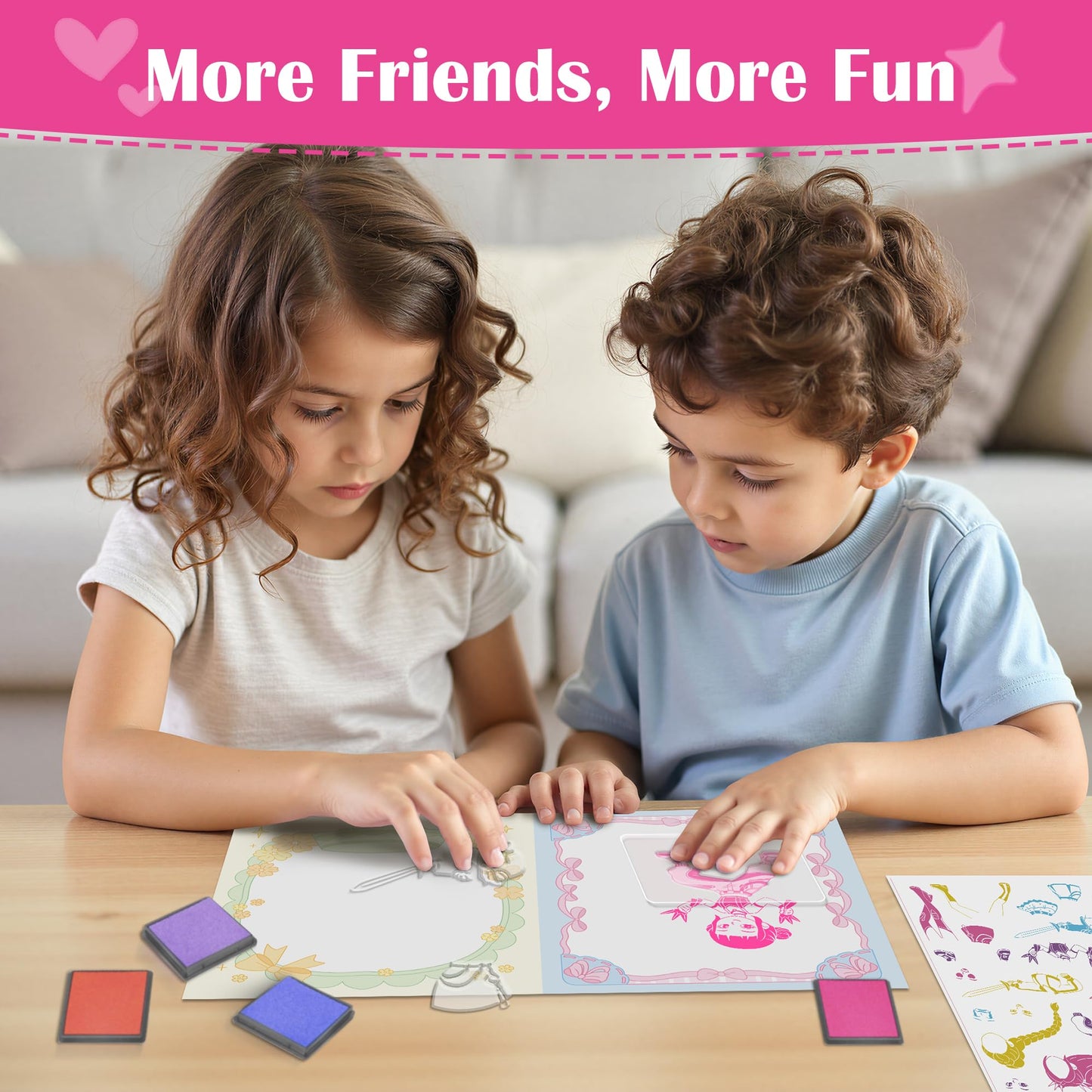 Timetome K-Pop Aesthetic Stamp Set for Kids, Interchangeable Dress-Up Stamps with 22 Designs, DIY Creative Art Toy, Washable Ink, Role Play & Fashion Play, Birthday Gift for Girls & Boys Ages 3–12