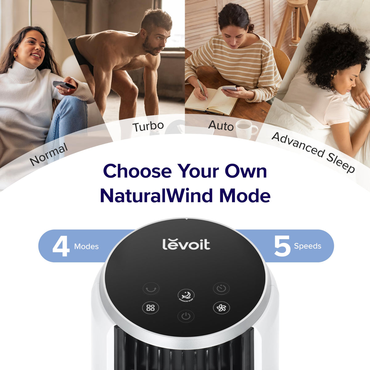 LEVOIT Tower Fan for Bedroom, 90° Oscillating Standing Fan with 28dB Quiet for Sleep, 25ft/s Velocity, 12H Timer, 5 Speeds 4 Modes, Remoter, Bladeless Room Fan for Home, Office, Indoor, 36 inch, White