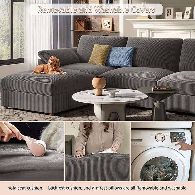 EASE MOOSE Sectional Modular Sofa, Comfty 3 Seat Cloud Couch, FSC Certified