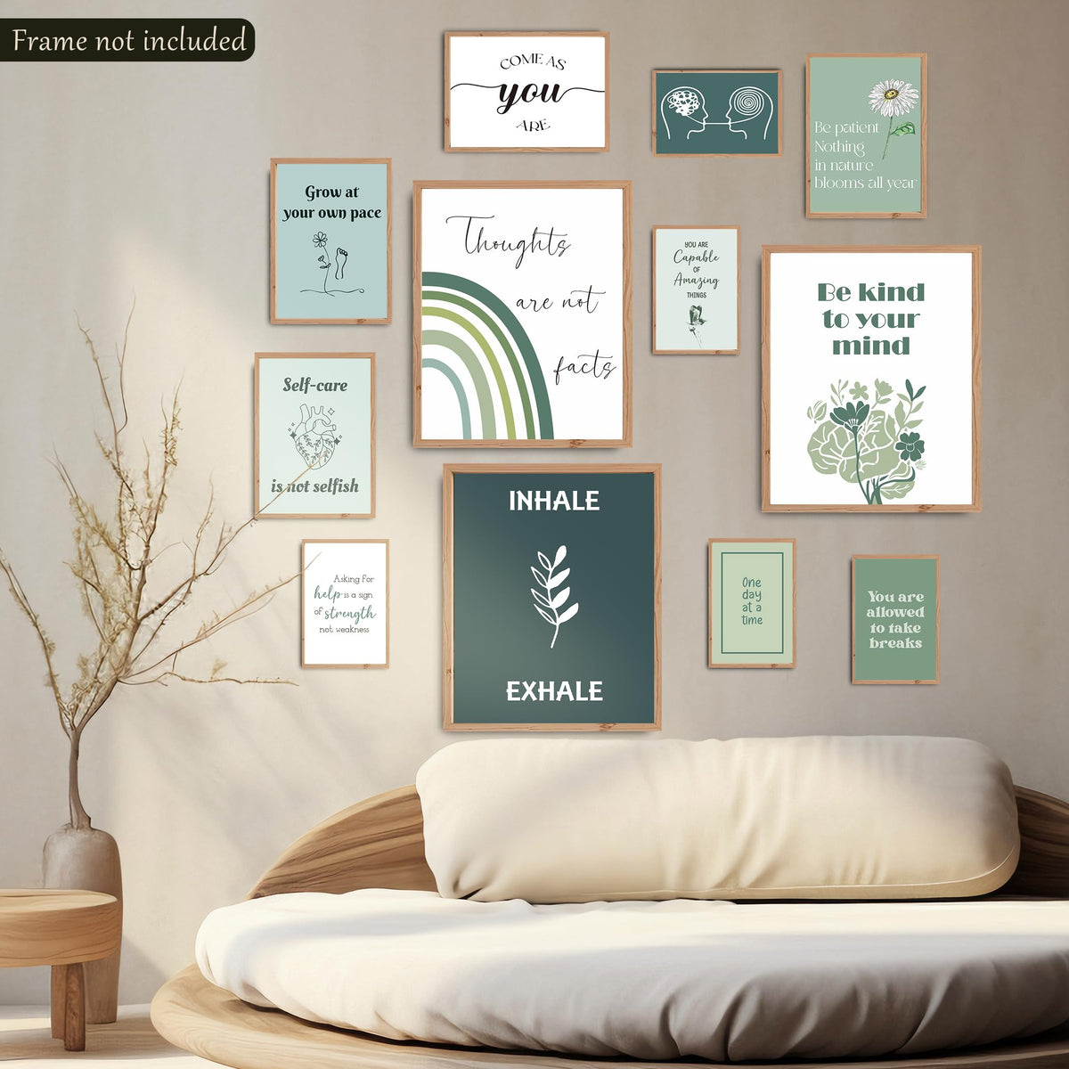 Sage Green Mental Health Posters, Mental Health Matters Poster, Therapy Office Decor (UNFRAMED)