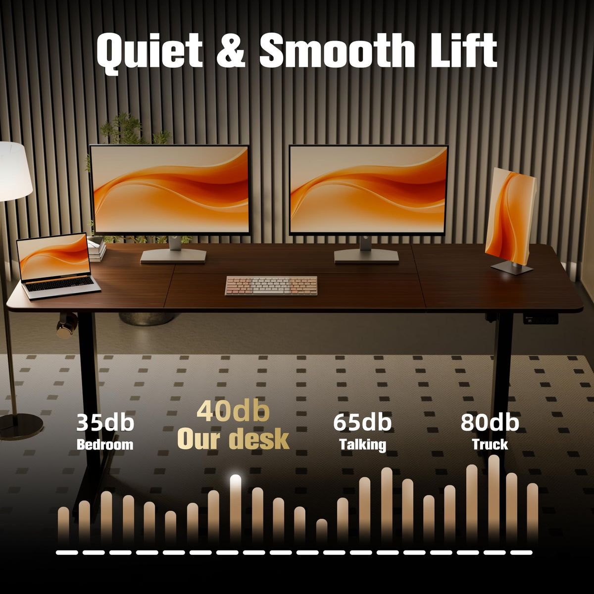 ERGOMAKER Electric Standing Desk, 67" x 23.6" Height Adjustable Sit Stand Desk with Splice Board for Home Office, Computer Desk Memory Preset (Black Frame, Walnut Desktop)