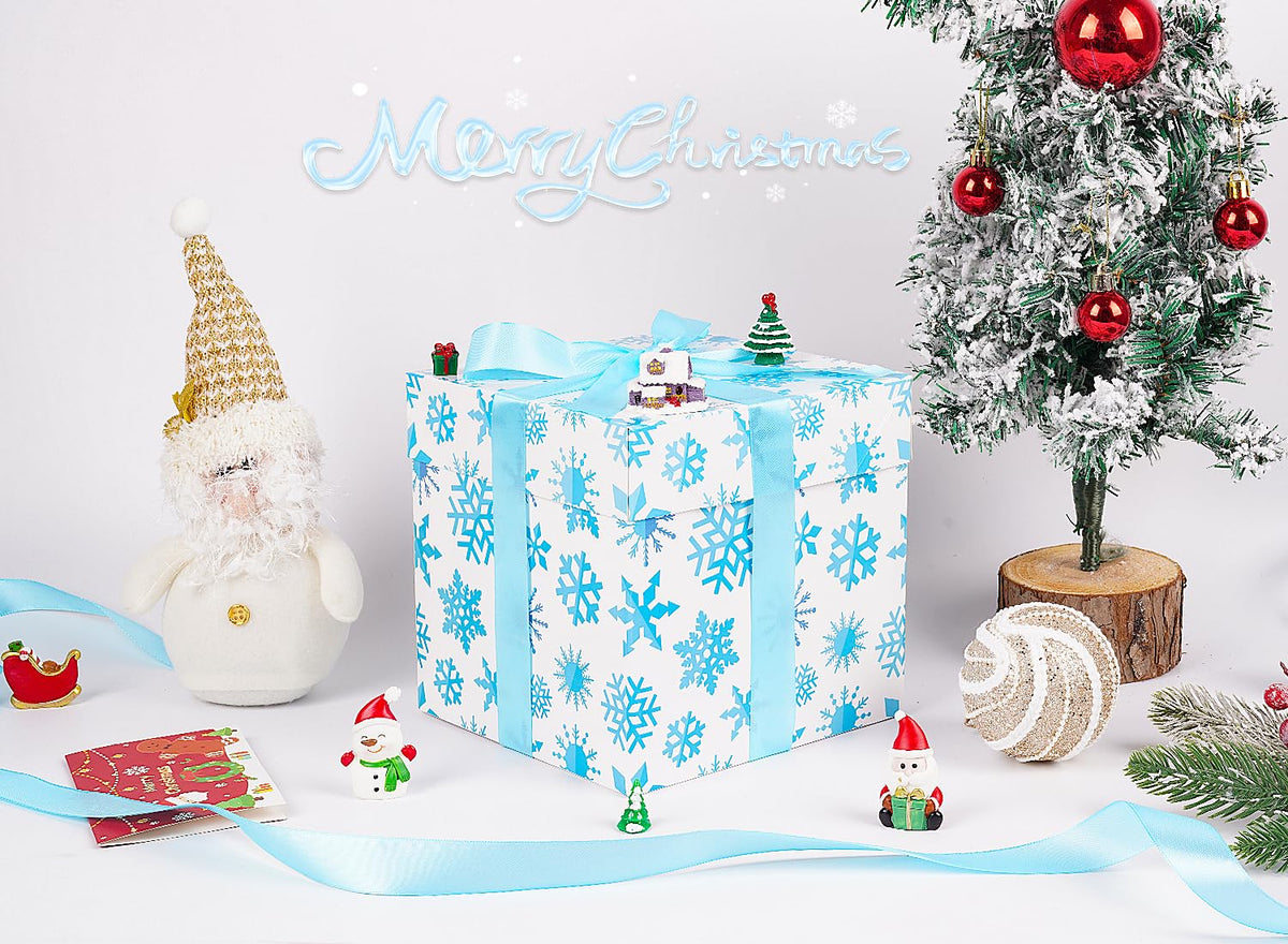 Jaywayang 5 Pack White Christmas Gift Boxes with Lids, Ribbons and Tissue Papers Square Gift Boxes - 7.1 Inch - Presents Wrapping Christmas Gift Holiday New Year Party Favor Boxes.