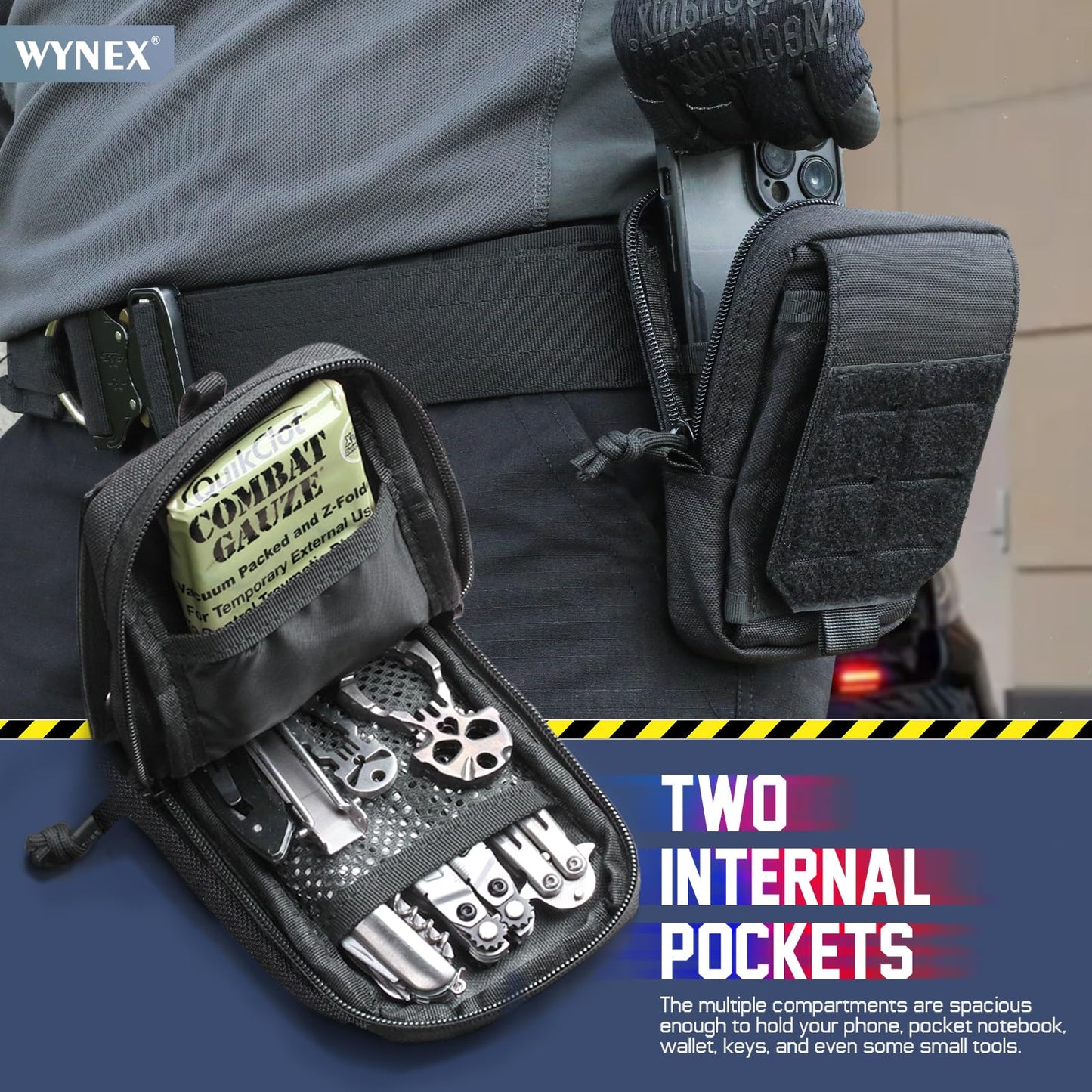 WYNEX Tactical EDC Pouch, Molle Utility Pouches Gadget Organizer Phone Holder Waist Pack Smartphone Pouch Tool Holster Pocket Black