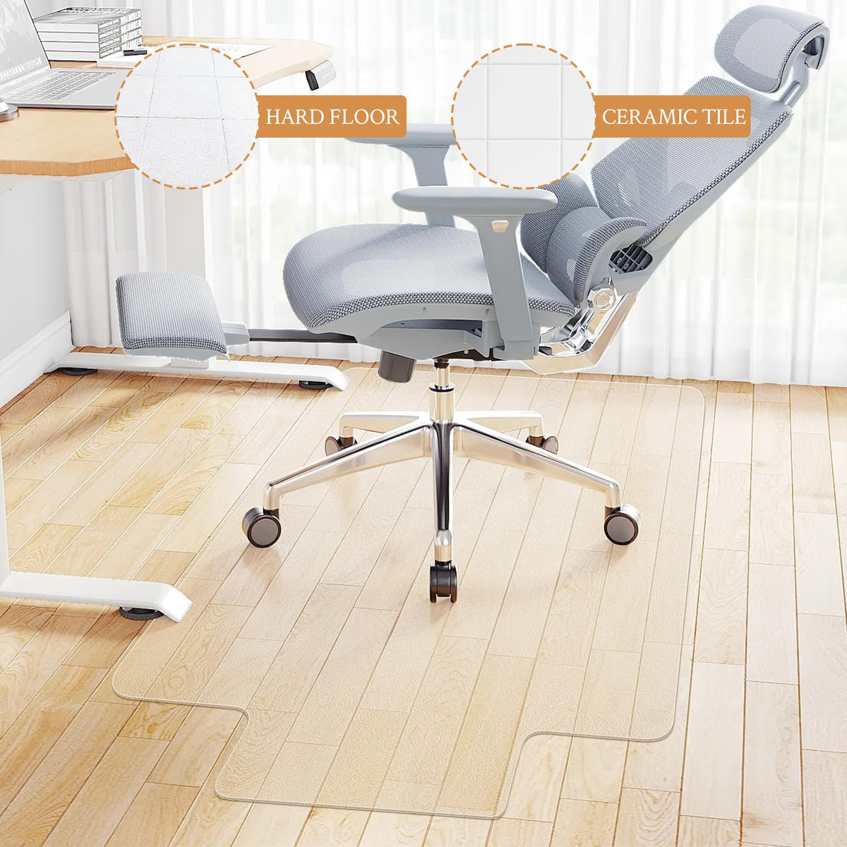 KMAT Office Chair Mat,Easy Glide Hard Wood Tile Floor Mats,Chair Mat for Home Office Rolling Chair,Heavy Duty Floor Protector -36"x48" with Lip