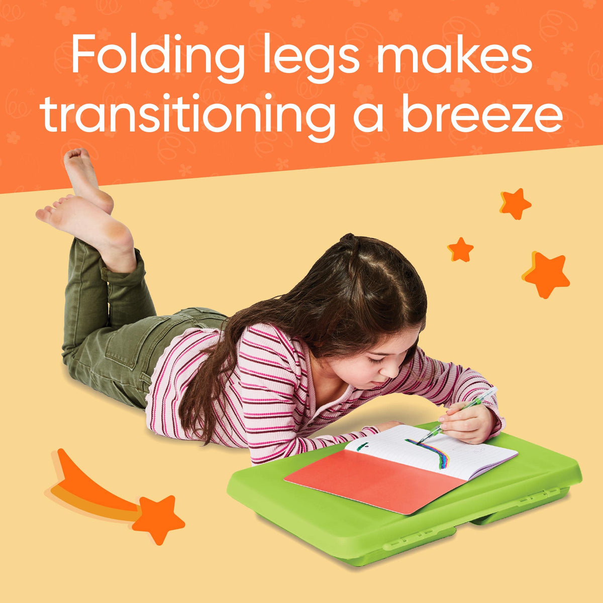 HearthSong Foldable Lap Desk for Kids with Storage - Ideal Floor Desk for Drawing, Studying, Portable Folding Travel Lap Table, Versatile Bed Desk & Lap Tray, Green