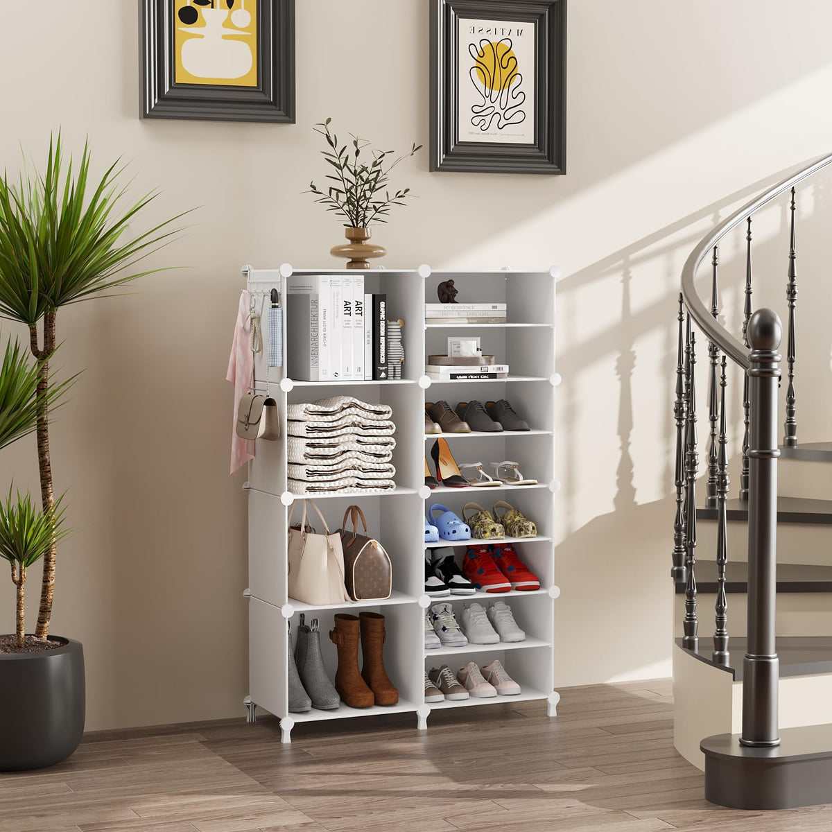 AWTATOS Closet Organizer 8 Cube Storage Shelves Closet Clothes Organizers and Storage Stackable Cubby Shelving for Closet Bedroom Living Room Office White