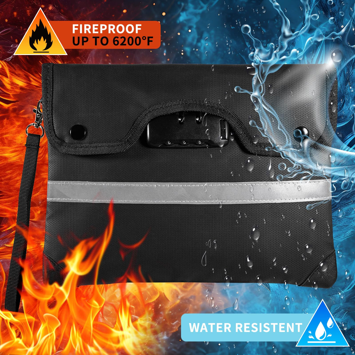 HOMELYLIFE Fireproof Money Bag,A4(15*11.8'') 6200°F Fireproof,Waterproof,Extra Thick Fireproof Cotton Lined for Home/Office Use,Secure Storage for Valuables,ash,Contracts,Jewelry & Important Documents