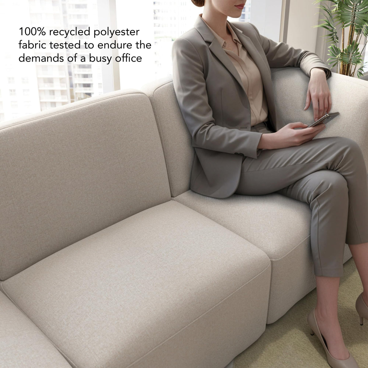 Bush Business Furniture Modular Corner Lounge Chair, Guest Seating for Lobby or Reception Area, Assemble Collection, Oat Fabric