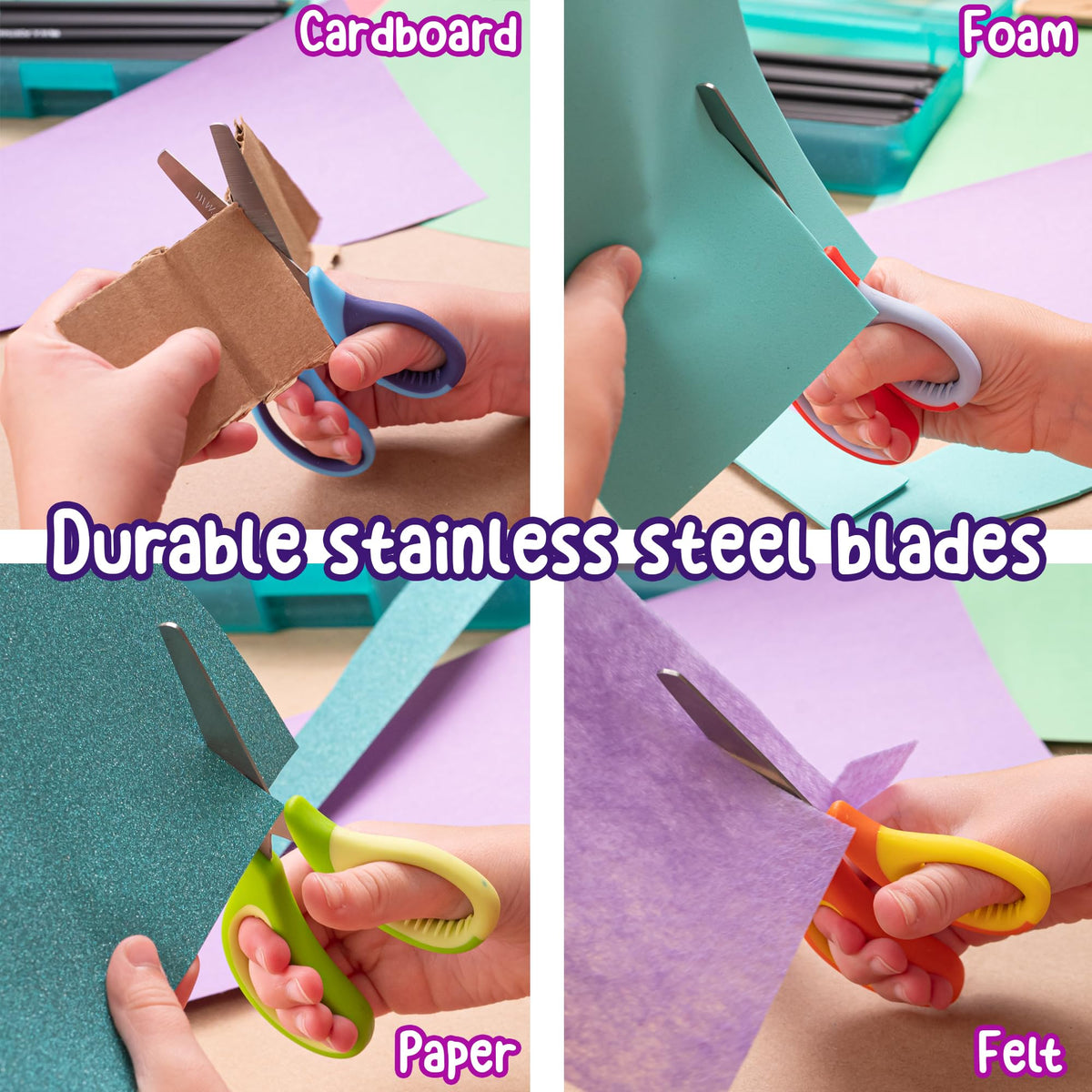 WA Portman 24 Pk Blunt Scissors for Kids - 5-Inch Blunt Tip Kids Scissors Bulk Classroom - Back to School Supplies - No-slip Grip & Durable Stainless Steel Blades - Ideal for School & Home Use