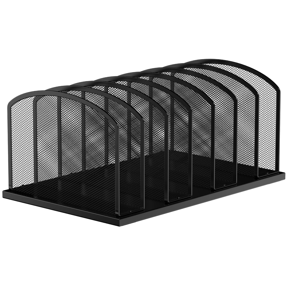 MINDEPOT Desk File Organizer 7 Sections Upright Mesh File Sorter Organizer for Desk, Office Organization File Holder for Home, Office & Classroom (Black, 1Pack)