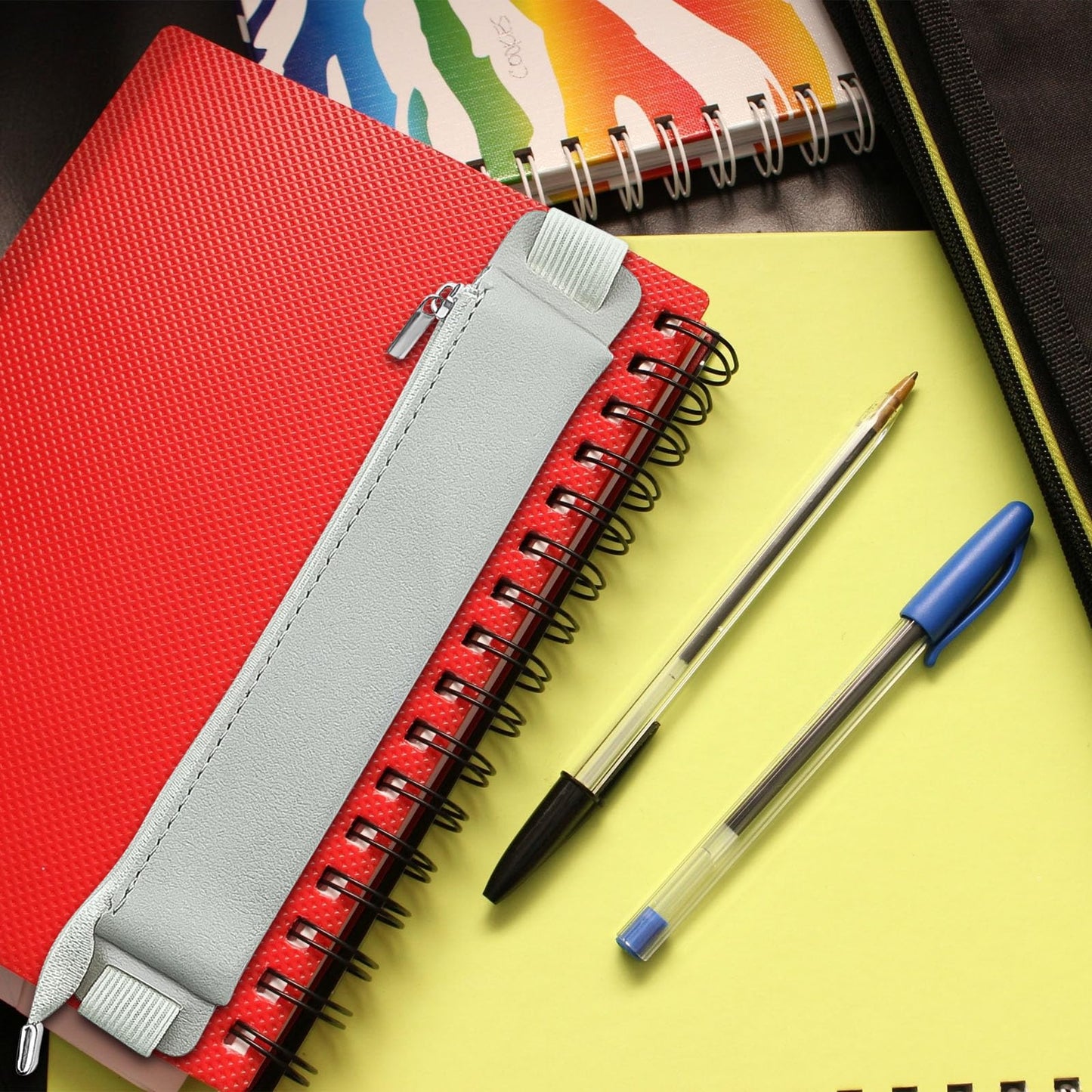 Aswewamt 5 Pcs Elastic Notebook Band Holders PU Leather Adjustable Pen Sleeve Pouch Pencil Holder Case for Notebook Planners Binders Books