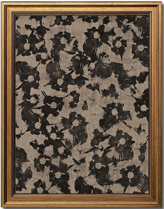 KBKBART Neutral Framed Canvas Wall Art for Living Room Bedroom Decor, Abstract Vintage Wall Art Minimalist Floral Pattern Botanical Japanese Wall Paintings, Gold Framed Canvas Prints for Kitchen,Bathroom Decor(8"x10")