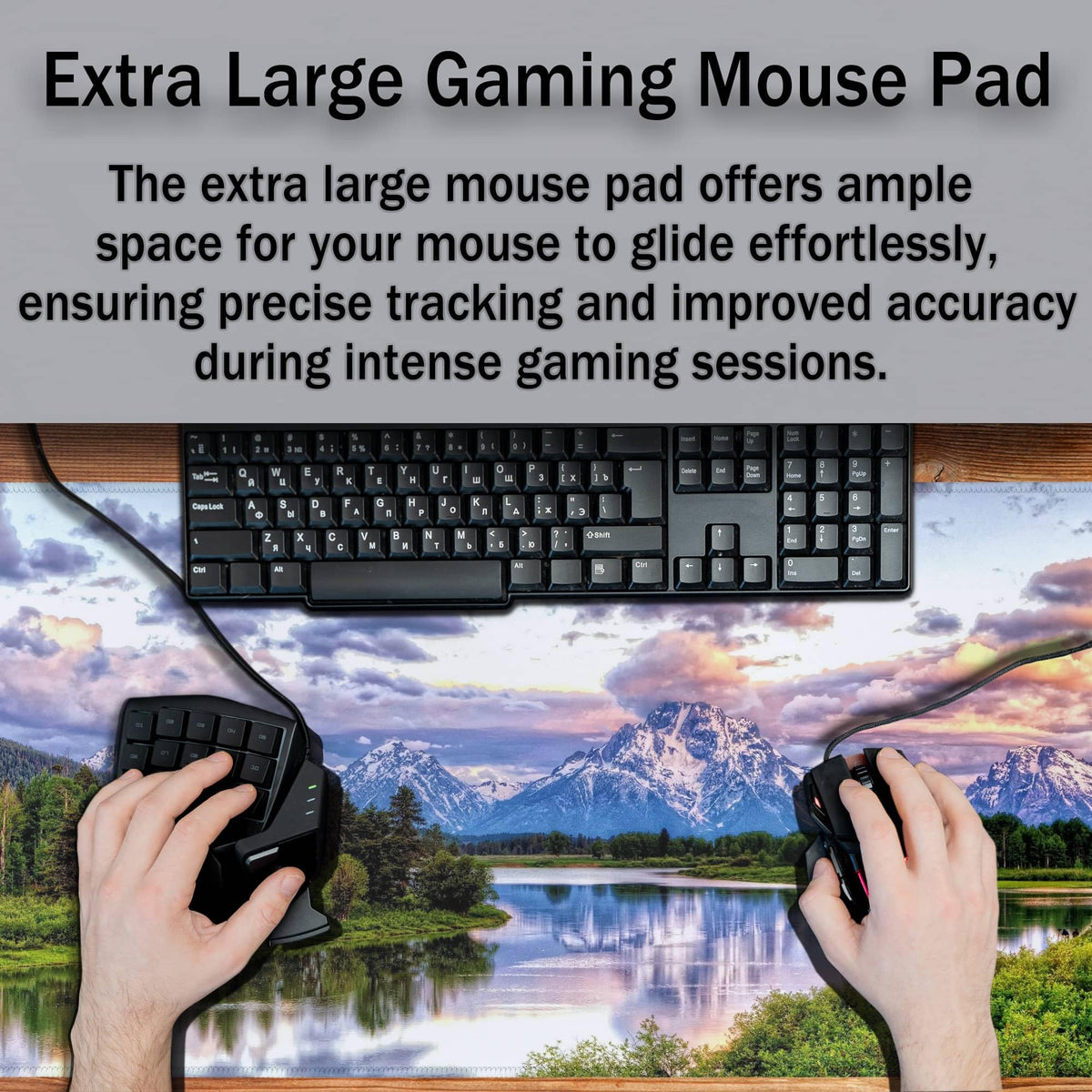 Samgula Gaming Mouse Pad Green Computer Pad, Large Mousepads Desktop Mats, Mouse Pad Big Waterproof Non-Slip Rubber Base, 35.4 X 15.7 inch for Work/Game/Office Oxbow Bend Grand Teton National Park