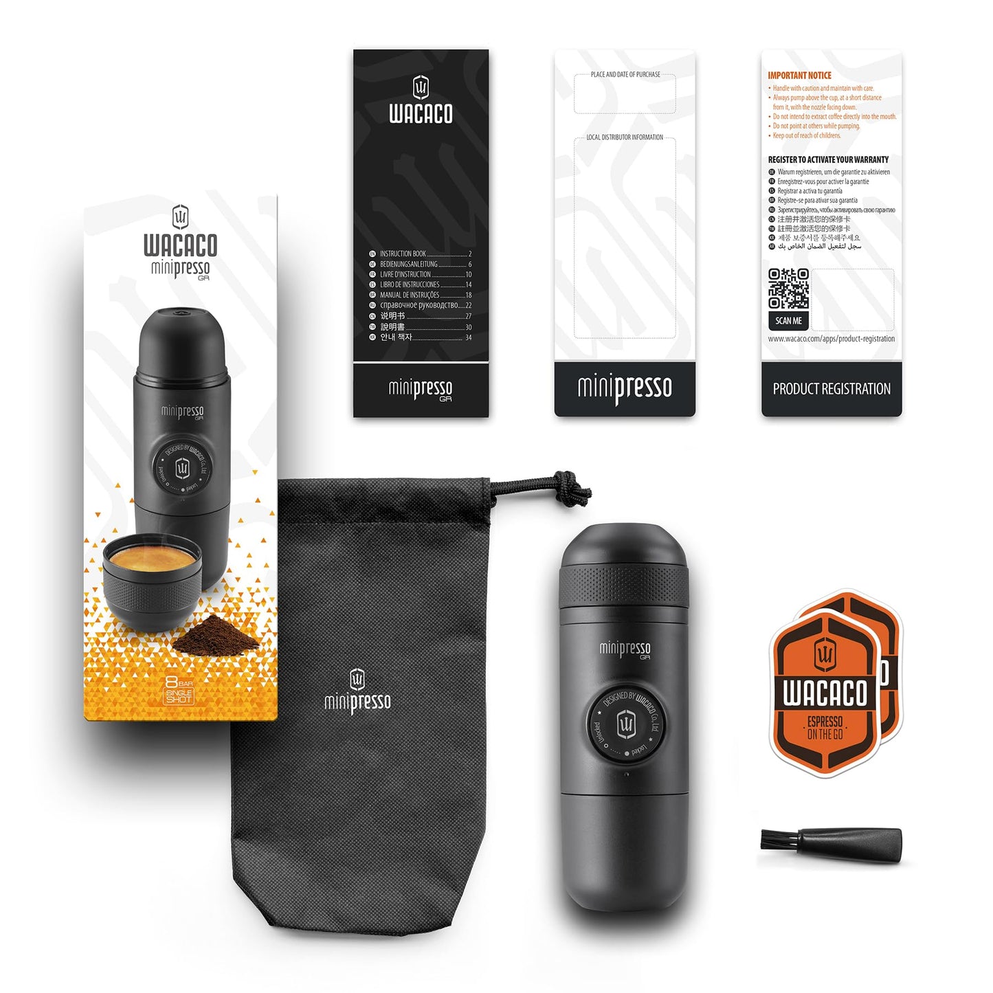 Wacaco Minipresso GR, Portable Espresso Machine, Compatible Ground Coffee, Hand Coffee Maker, Travel Gadgets, Manually Operated, Perfect for Camping, Hiking