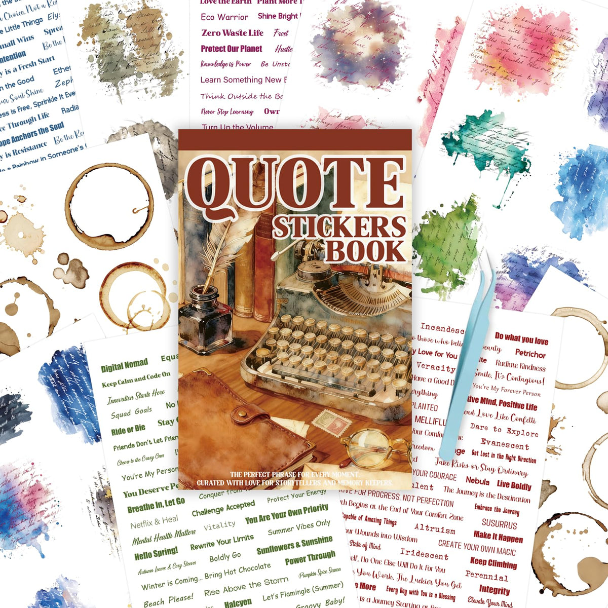 ZHIJIANHZ Transparent PET Quote Stickers, 48 Sheets 1100+ Pcs Scrapbook Supplies, Word Stickers for Journaling, Vision Board, Card Making, Junk Journal
