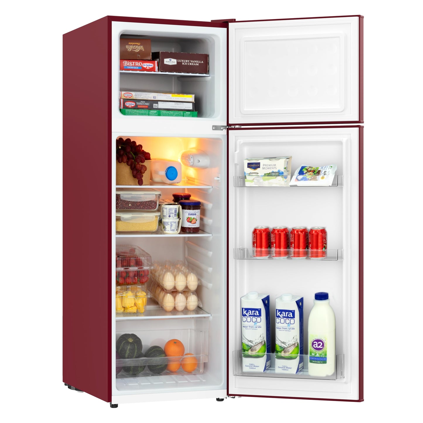 Frigidaire Retro Apartment Size Refrigerator with Top Freezer - 2 Door Fridge with 7.5 Cu Ft of Storage Capacity, Adjustable Spill-Proof Shelves, Door & Crisper Bins, Merlot
