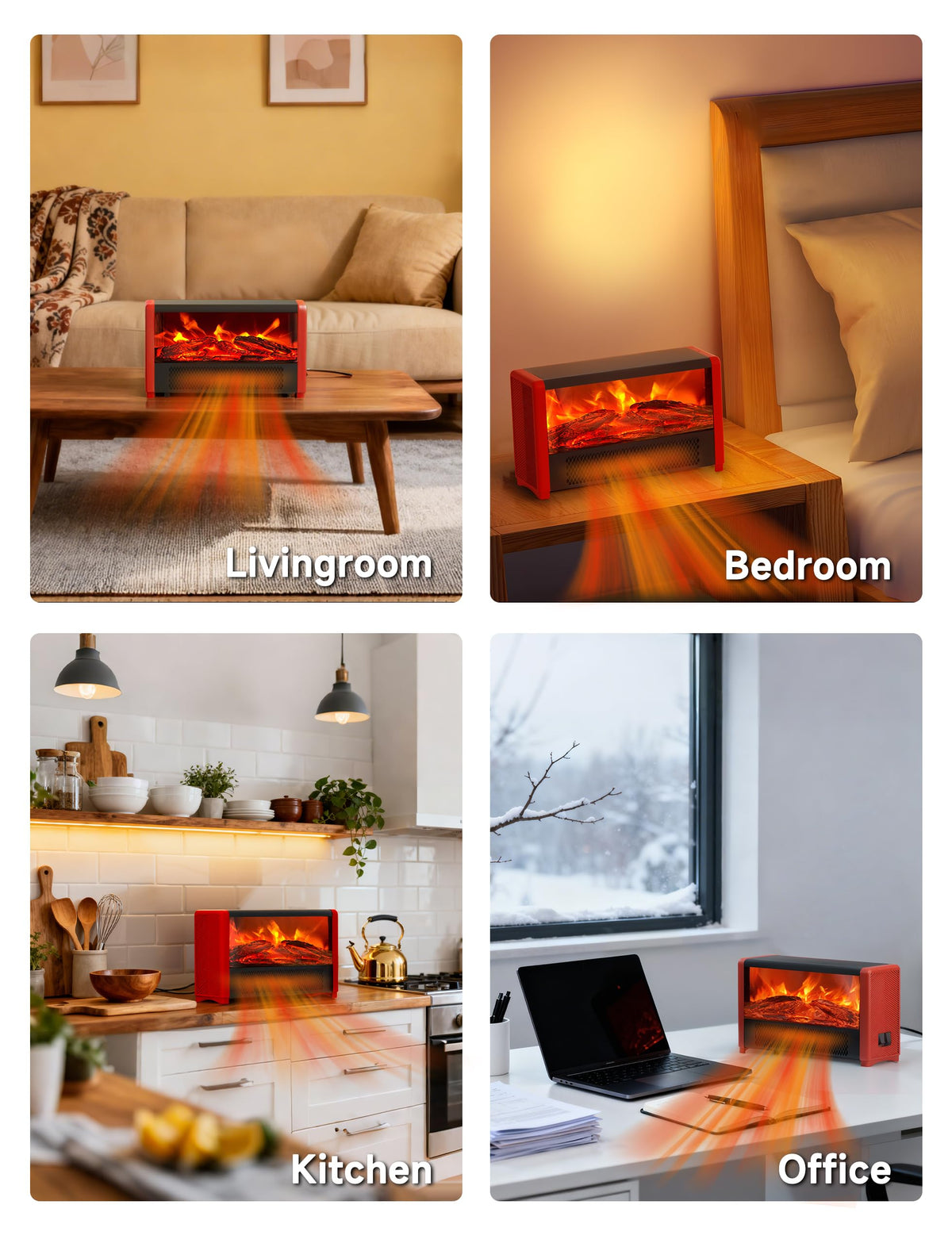Pxonmow Small Space Heater with Realistic Flame Effect,600W Portable Mini Electric Desk Heater for Indoor Use,Fast Heating for Office,Bedroom,Study Room with Overheating & 45° Tip-Over Protection(Red)