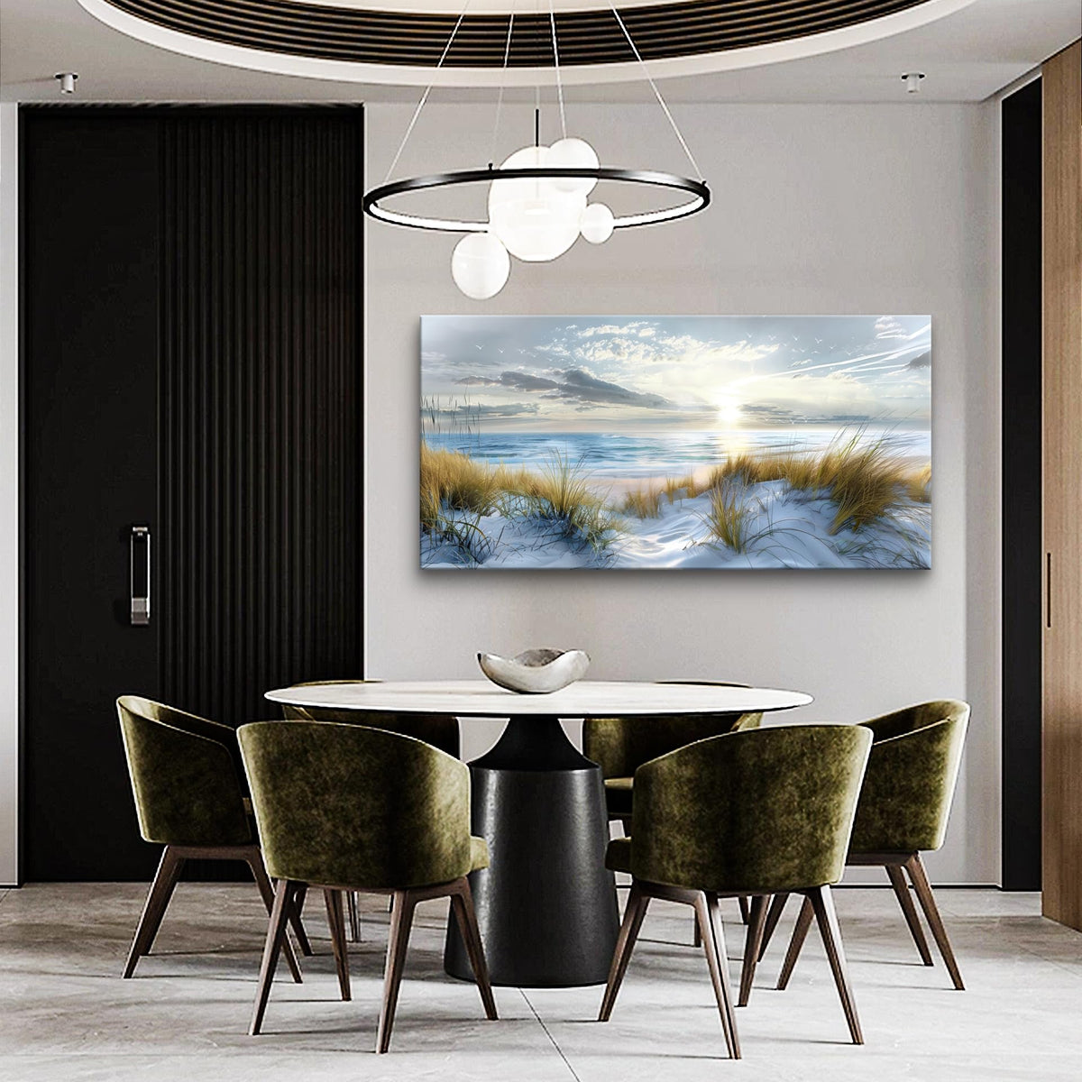 Lapremoly Large Wall Art Canvas for Living Room, Bedroom, Office - Modern Ocean Beach Decor - Blue Sea Landscape Pictures Prints Artwork Home Mural 20"X40"