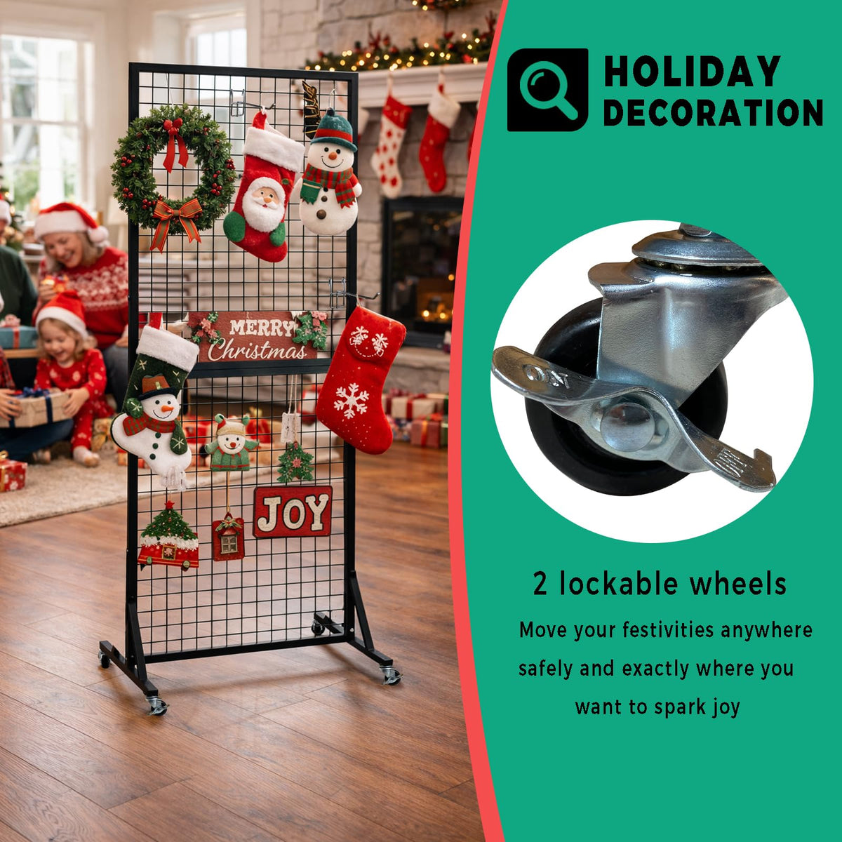 PAODIJO Fordable grid wall panel display stand- 5.5”*2” wire display shelves for merchandise vendor events,portable wreath display rack for craft shows