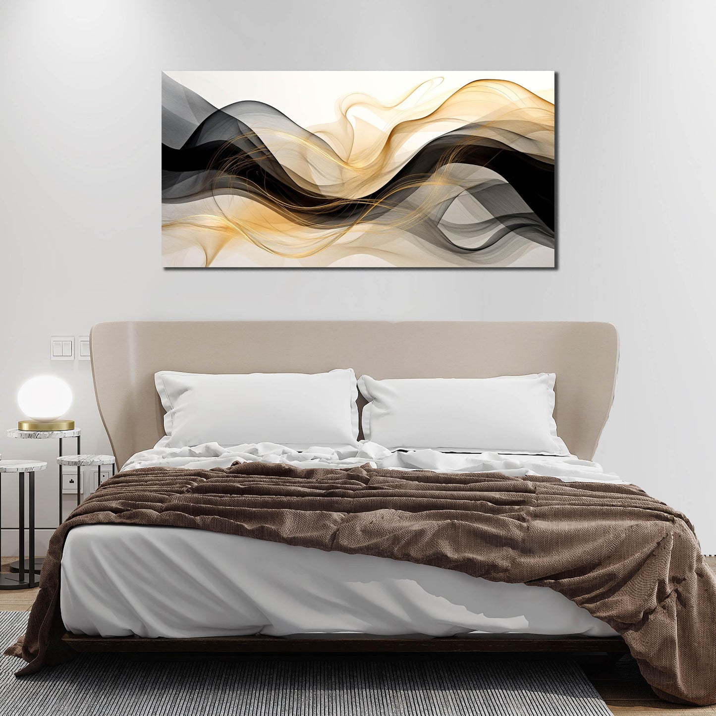 AOZEMI Abstract Wall Art Black White Canvas Art Gold Pictures Wall Decor Prints Artwork for Bedroom Living Room Home Office Kitchen 29x59