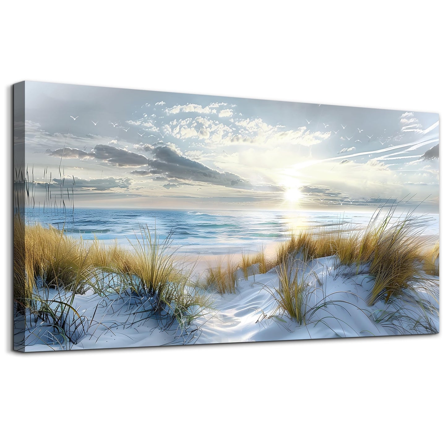 Lapremoly Large Wall Art Canvas for Living Room, Bedroom, Office - Modern Ocean Beach Decor - Blue Sea Landscape Pictures Prints Artwork Home Mural 20"X40"