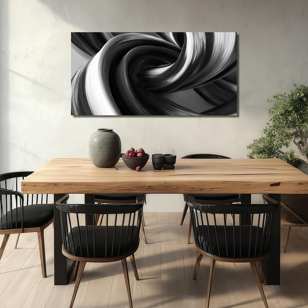 CIRABKY Modern Prints Wall Decor for Office Black and White Abstract Wall Art for Bedroom Minimalist Pictures for Living Room 24 x 48 Inch