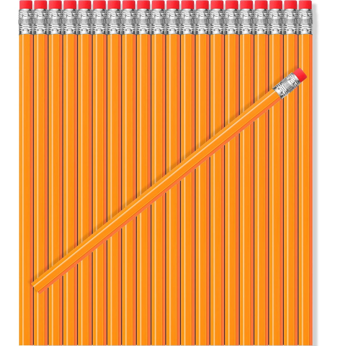 TecUnite 60 Pcs HB Pencils #2 Unsharpened Wood Cased Pencils with Eraser Hexagonal Pencil Cute Graphite No 2 Pen for Adults Gifts Exam School Office Sketching Learning(Yellow, Silver)
