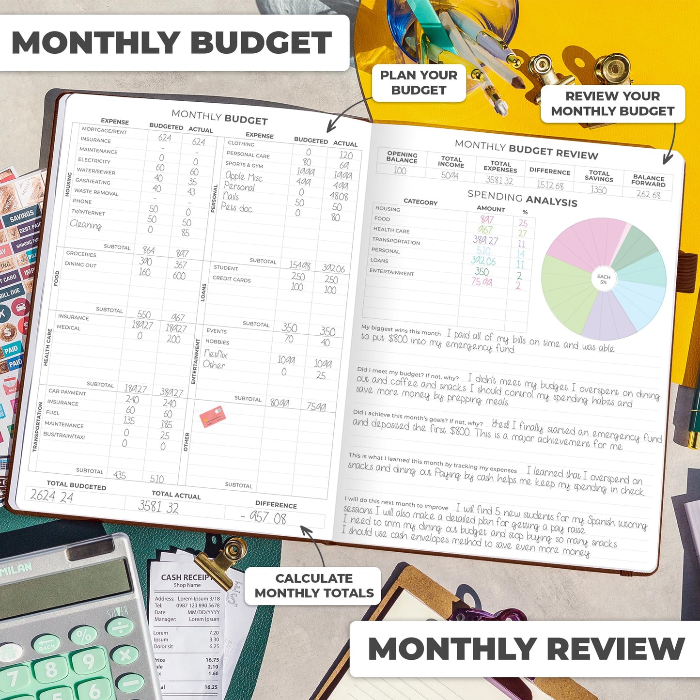 Clever Fox Budget Planner Large – Expense Tracker Notebook. Monthly Budgeting & Bill Organizer, Finance Logbook & Accounts Book, A4 (Brown)
