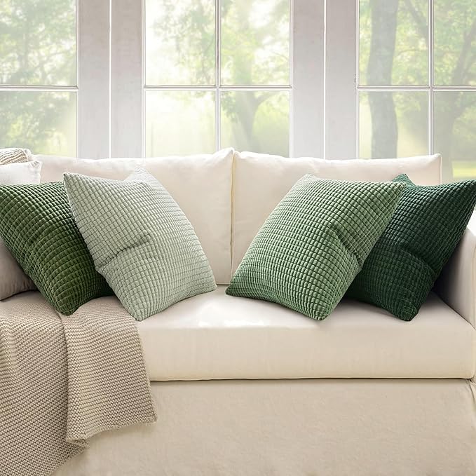 MIULEE Sage Green Pillow Covers 16x16 Inch Set of 4 Spring Boho Farmhouse Home