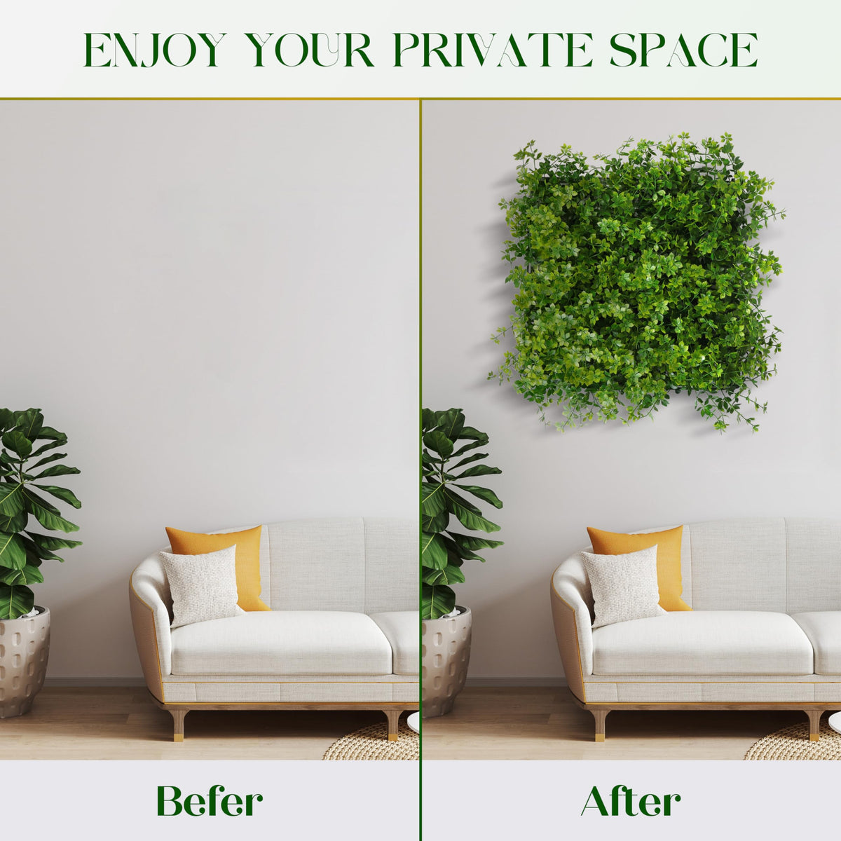 Artificial Grass Wall Panels, UV-Resistant Green Wall Panels, Privacy Fence Screen, Greenery Wall Backdrop for Indoor & Outdoor Decor, Plant Wall Green Wall Decor - 20"*20" 6 Pack