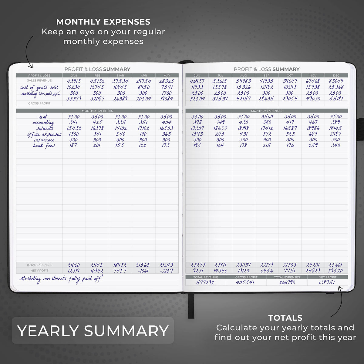Clever Fox Income & Expense Tracker Large – Accounting & Bookkeeping Ledger Book for Small Business – 2-Year Record Notebook, A4 (Black)
