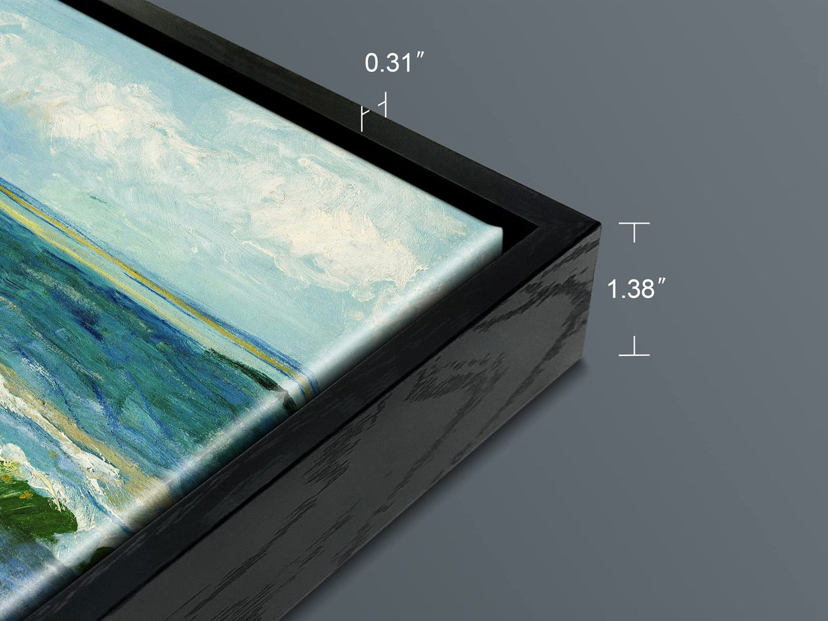 Wieco Art Framed Wall Art Canvas Prints Seascape at Saintes Maries by Vincent Van Gogh Modern Giclee Canvas Prints Sea Pictures on Canvas Wall Art for Living Room Home Decorations Black Frame