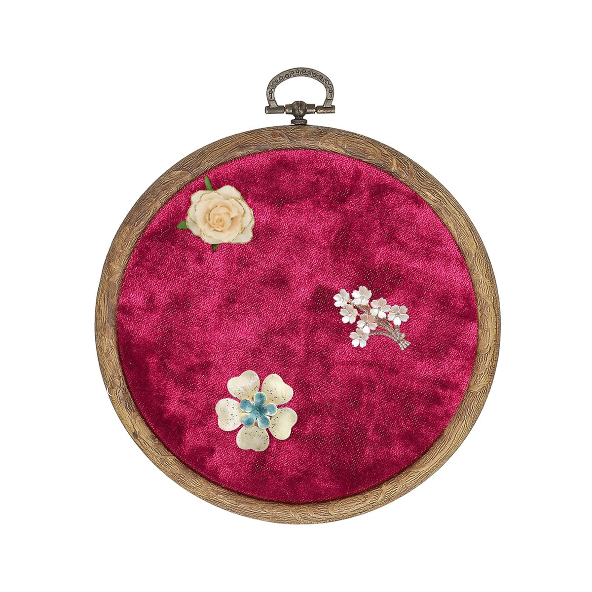 uxcell Round Pin Display Board, 5.3" Velvet Wall Hanging Brooch Jewelry Display Stand Storage Holder for Enamel Pins Badges Brooches Jewelry Collection, Wine Red