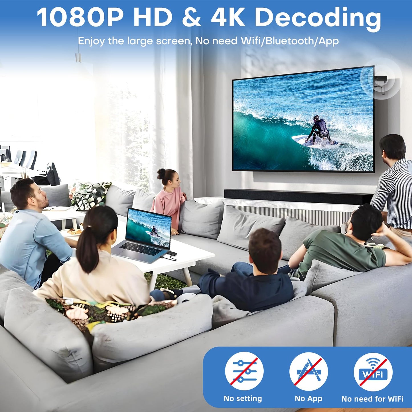 Wireless HDMI Transmitter and Receiver for Streaming Kit,Built-in Antenna Low-latency transmission of 1080P HD video streams,Video/Audio to Monitor from PC,Auto Pairing for Laptop/TV/Monitor/Projector