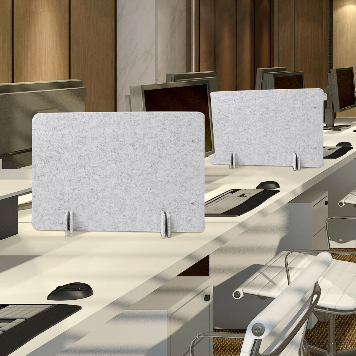 KEPYDRMTF Desk Privacy Panel Set, Desk Partition Cubicle Wall Freestanding Noise-Reduction Panels Room Divider, Soundproof Partition with Support Feet for Office or Home Use (Light Grey, 40 * 60 cm)