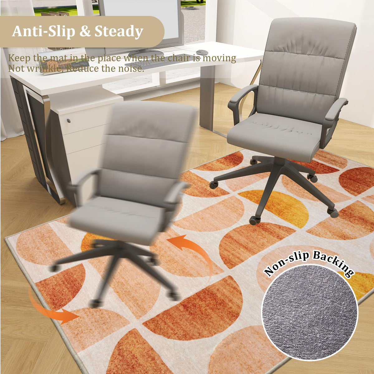 Office Chair Mat for Hardwood Floor, 72"x48" Easy Glide Computer Desk Mat Protector for Rolling Chair Under Desk Rug Nonslip Backing, Machine Wash, (Modern)