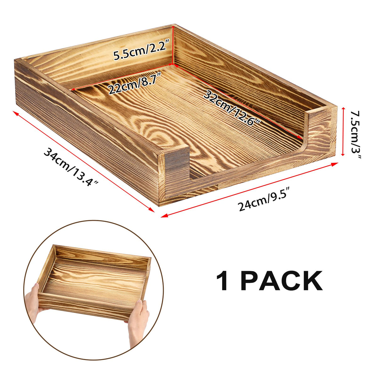 BTSKY Wood Letter Tray Front-Load Document Organizer for Office Desktop Organizer - Desk Magazine, File Folder, Paper Holder - Stackable Paper Document File Tray, 1 Pack