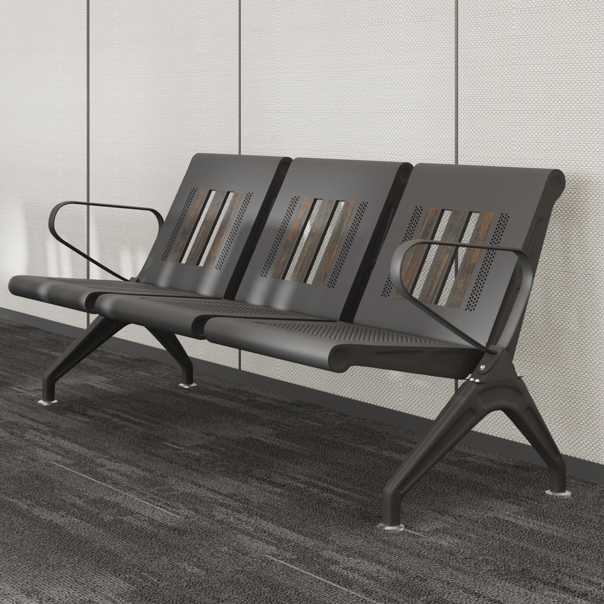 wonline Waiting Room Bench, Waiting Room Chairs with Arm, Office Furniture Lobby Conference Reception Bench Office Guest Seating for Clinic Airport Hospital Barber Salon Bank