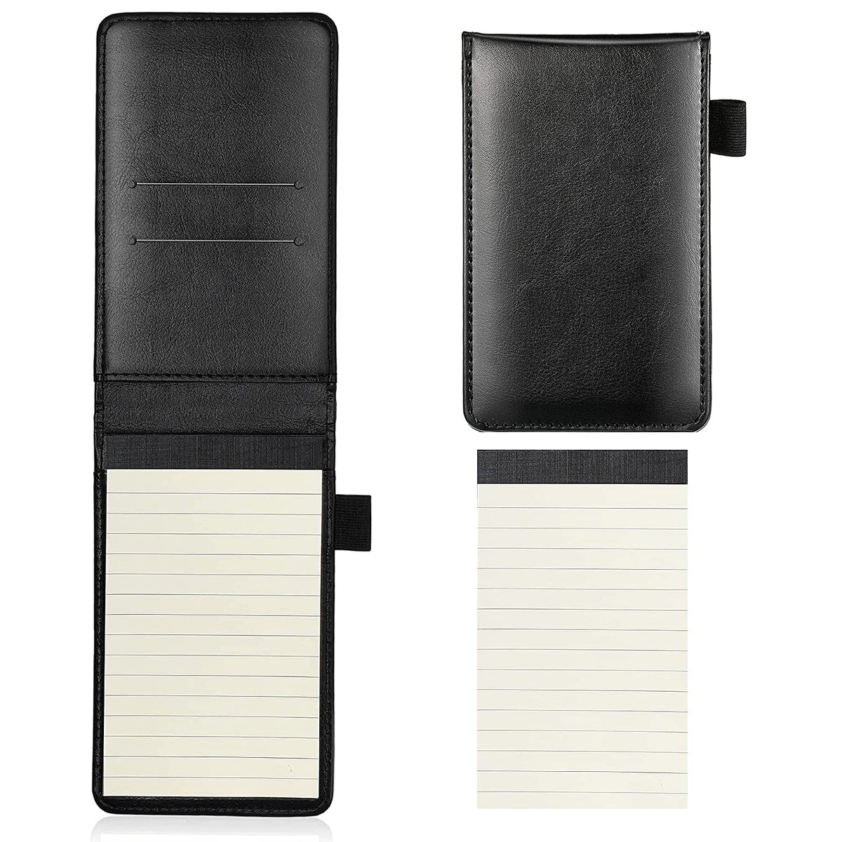 itechpanda 2 Pack Small Pocket PU Leather Business Notebook Cover Jotter Multifunction A7 Mini Notepad (Black + Brown)