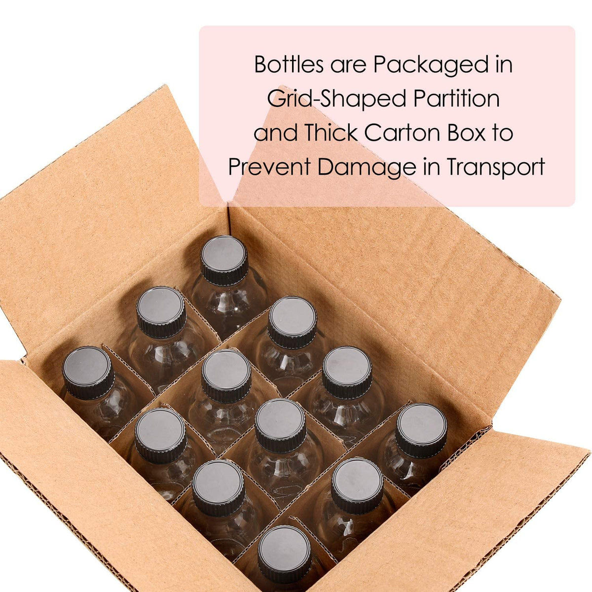 AOZITA 12 Pack, 2 oz Small Clear Glass Bottles w/Lid & 3 Funnels - 60ml Boston Shot Bottles for Health, Immunity, Potion, Wellness, Sample, Ginger, Juice - Mini Personal Care & Beauty Travel Bottle
