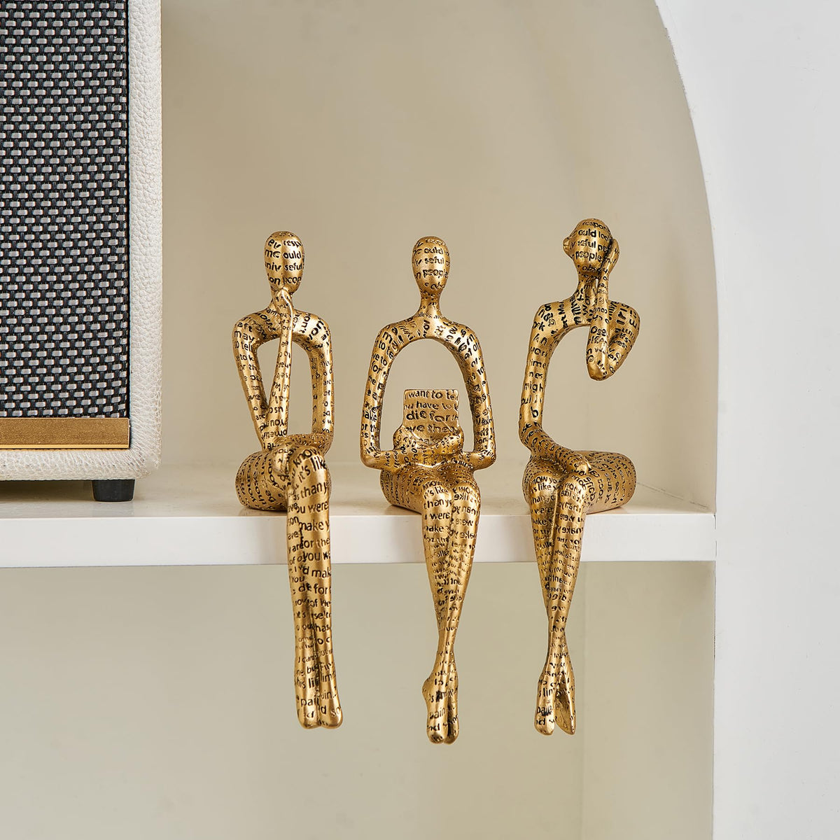 Octdays Gold Decor Thinker Statue, Abstract Art Sculpture Coffee Table & Bookshelf Decor Accents, Modern Living Room Office Decorations (Gold)