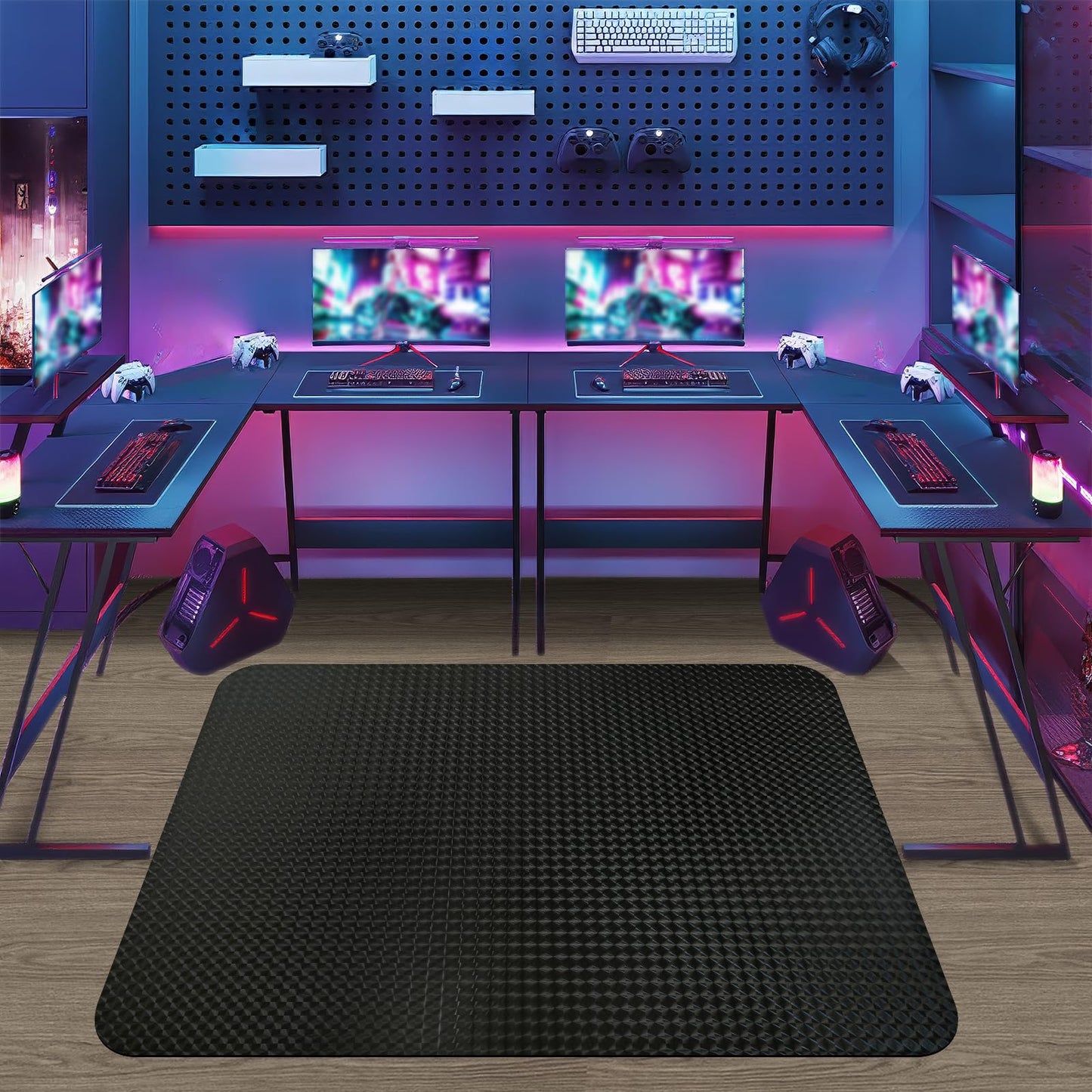 Vicwe Gaming Chair Mat for Hardwood Floor, 60"×46" Large Office Chair Mat, PVC Computer Chair Mats, Easy Glide, Floor Protector for Rolling Chair-Black