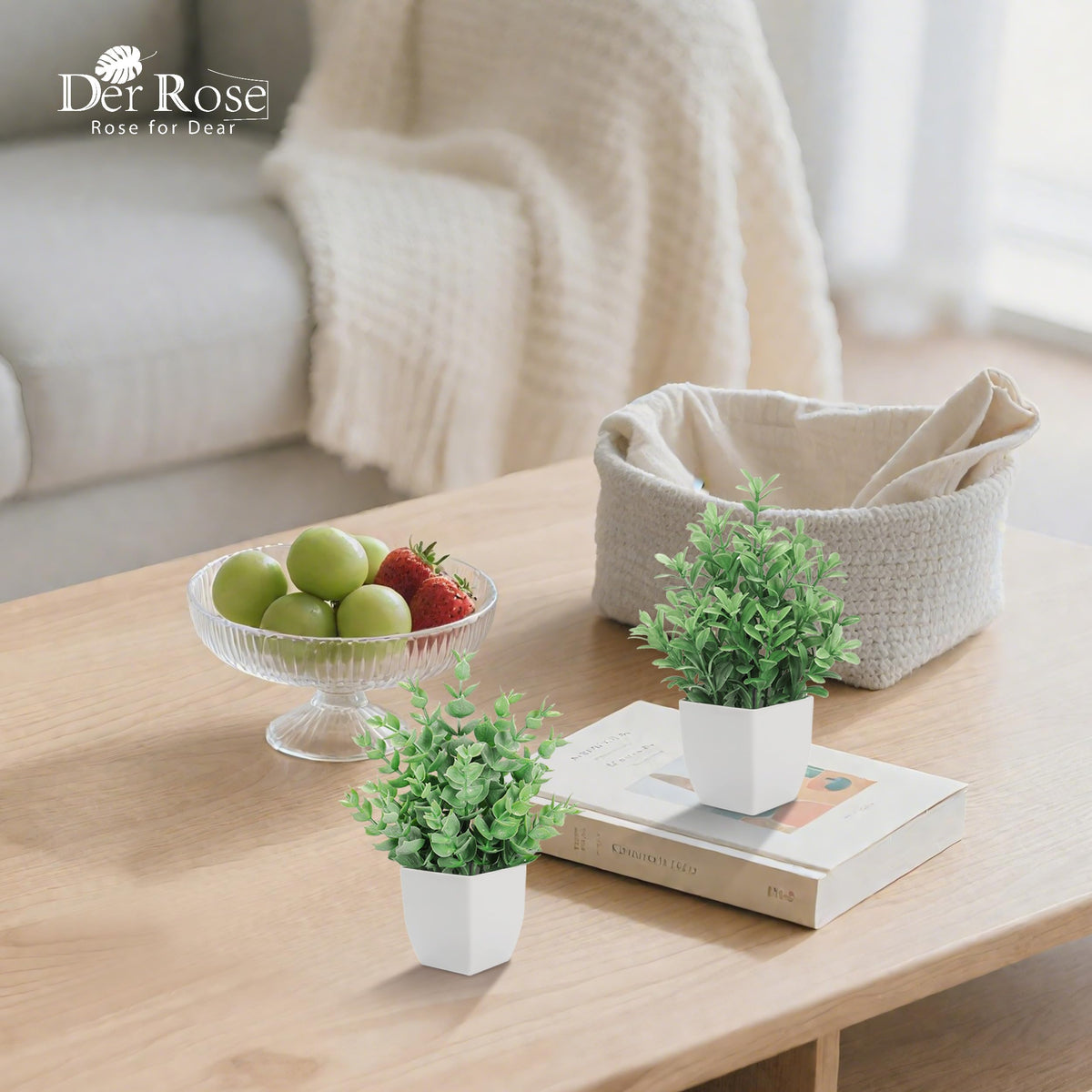 Der Rose 6 Pack Fake Plants Small Artificial Plants Faux Plants Indoor for Home Bathroom Bedroom Living Room Classroom Decor