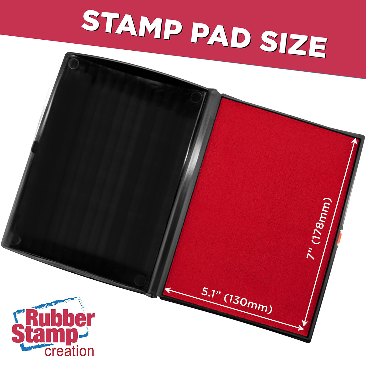 Large Premium Red Ink Stamp Pad - 5" by 7" - Quality Felt Pad
