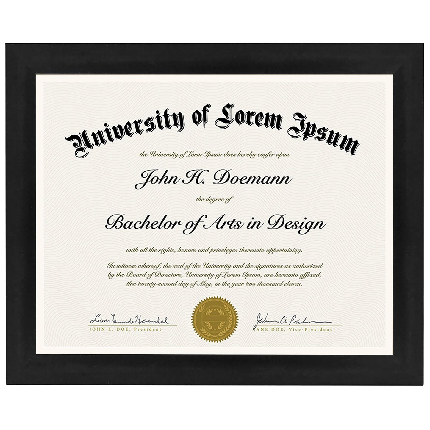 Americanflat 8.5x11 Diploma Frame with Shatter-Resistant Glass - Document Frames with Engineered Wood - Legacy Collection - Certificate Frame for Tabletop and Wall Display - Black
