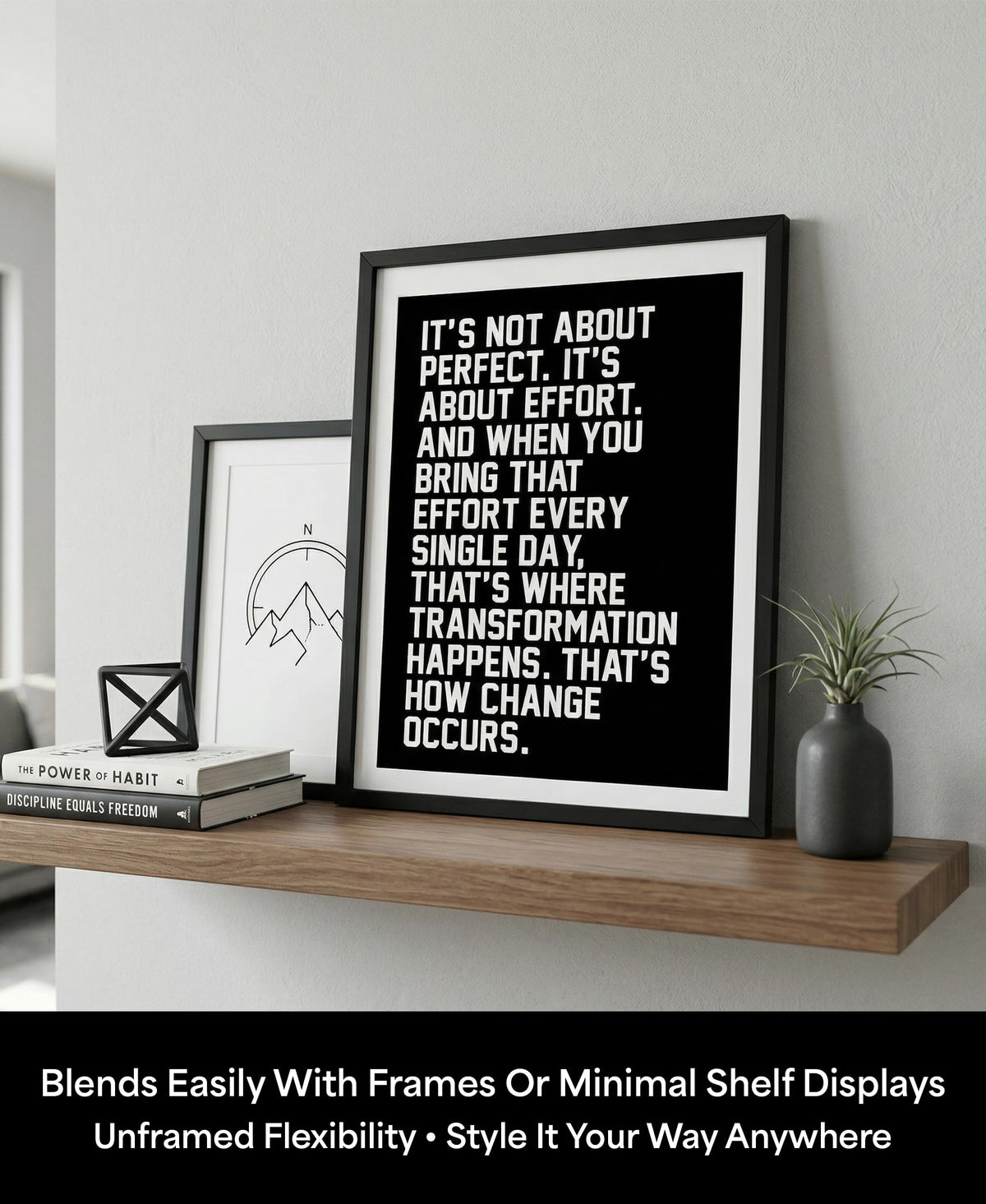 Motivational Wall Art 8x10 – Effort Quote Inspirational Poster for Gym, Office & Classroom – Daily Motivation Print for Weight Loss, Sobriety & Growth Mindset – Unframed, Made in USA
