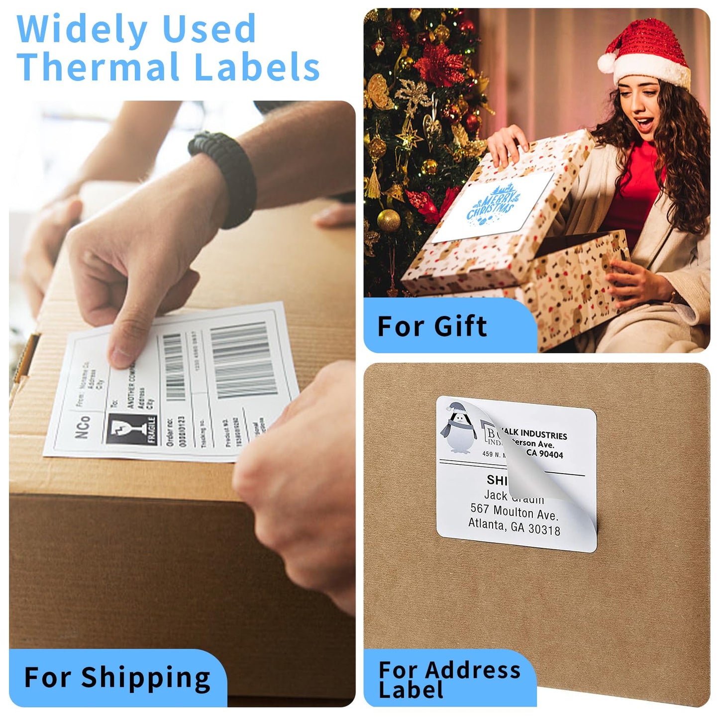 Direct Thermal Label-Shipping Label 4x6-NefLaca Thermal Printer Sticker 4"x6",Compatible with Rollo,Nelko,Zebra. MUNBYN Printer(4 Packs of Total 4000 Labels)