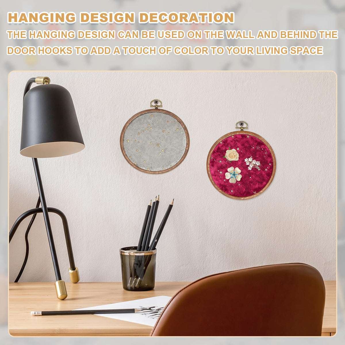 uxcell Round Pin Display Board, 5.3" Velvet Wall Hanging Brooch Jewelry Display Stand Storage Holder for Enamel Pins Badges Brooches Jewelry Collection, Wine Red