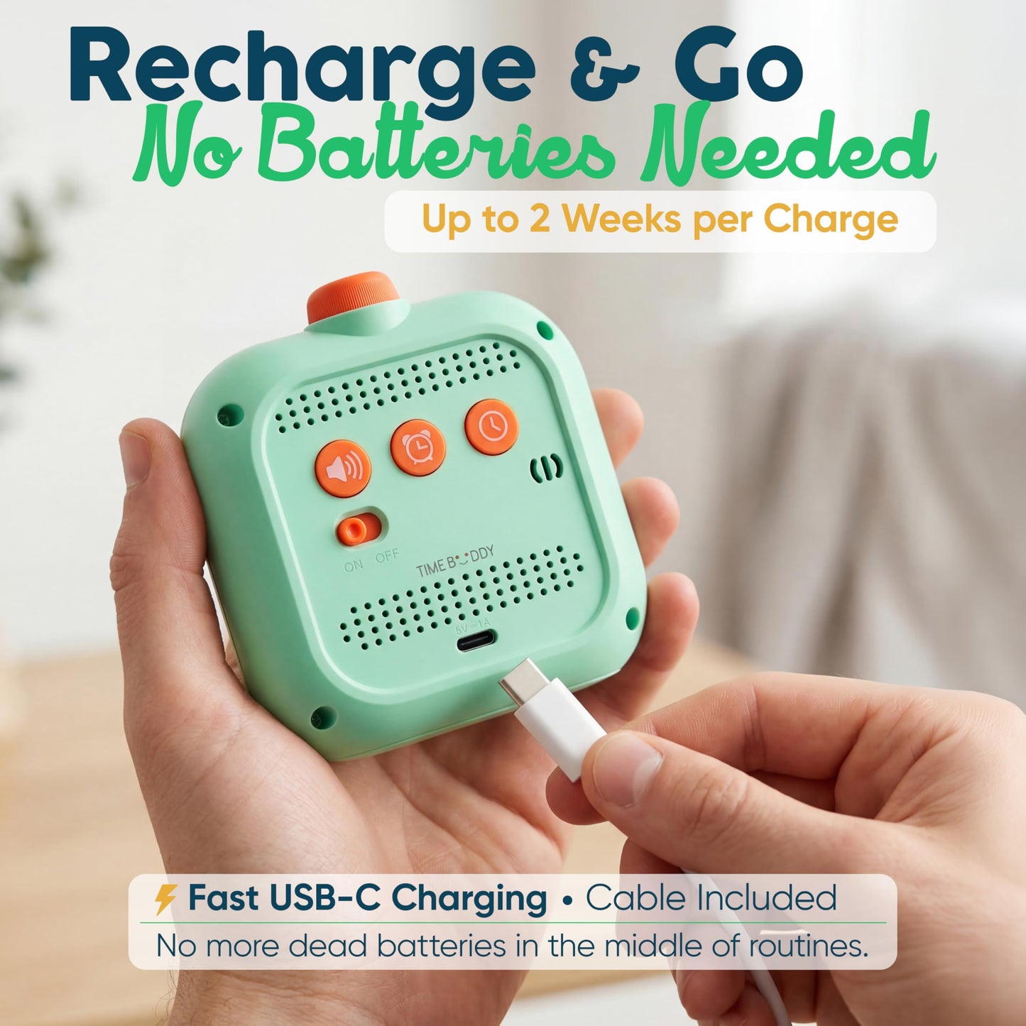 Digital Visual Timer for Kids - Rechargeable, Silent Count Up/Down for Calmer Routines - 99 Min Countdown Kids Timer for Classroom, Home & Therapy - Builds Focus & Independence